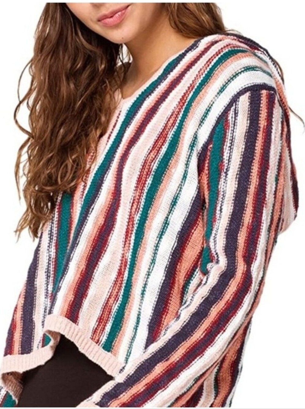 Roxy Striped Hooded Knit Sweater - Multicolor